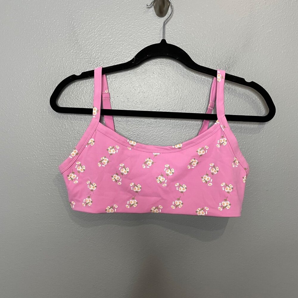 AERIE pink daisy scoop neck bralette size M